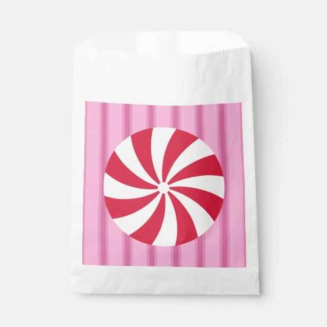 Fun and Fancy Pink Christmas Peppermint Candy Favour Bag (Front)