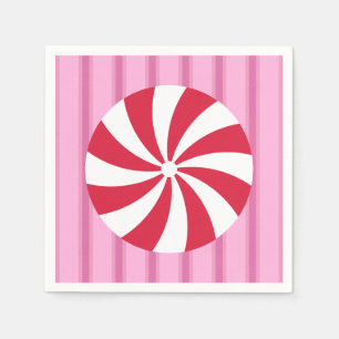 Fun and Fancy Pink Christmas Peppermint Candy Napkin