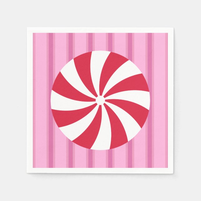 Fun and Fancy Pink Christmas Peppermint Candy Napkin (Front)