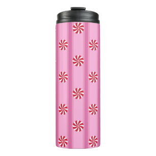 Fun and Fancy Pink Christmas Peppermint Candy Thermal Tumbler