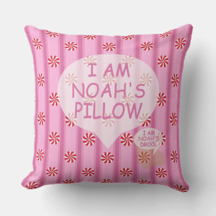 Fun and Fancy Pink Christmas Peppermint Candy Throw Pillow