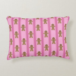 Fun and Fancy Pink Gingerbread Man Accent Pillow