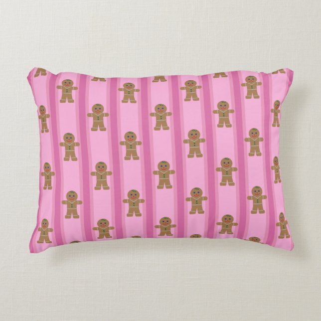 Fun and Fancy Pink Gingerbread Man Accent Pillow (Front)