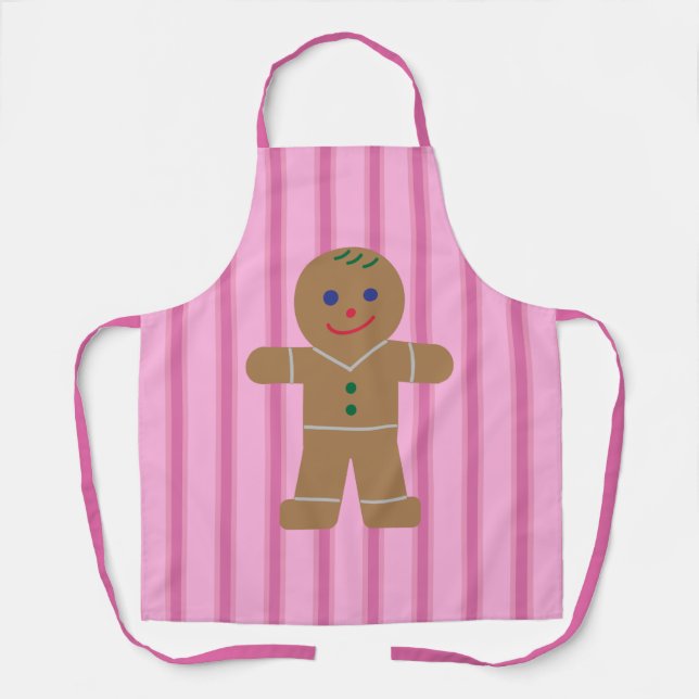 Fun and Fancy Pink Gingerbread Man Apron (Front)