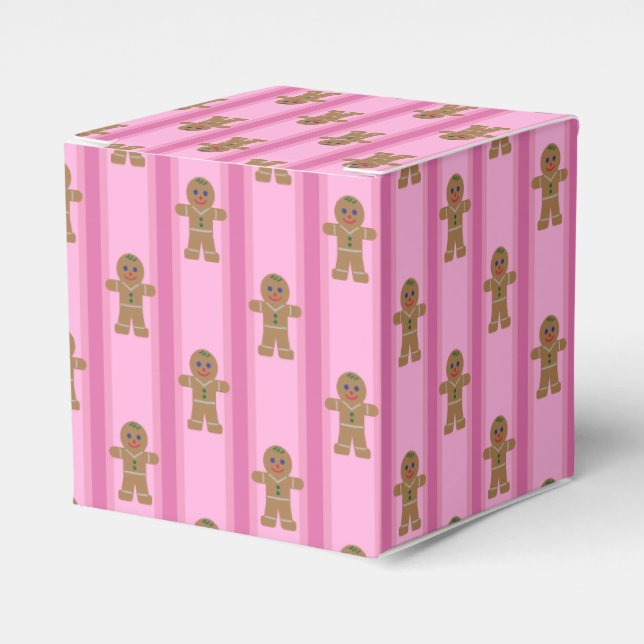 Fun and Fancy Pink Gingerbread Man Favor Box (Front Side)