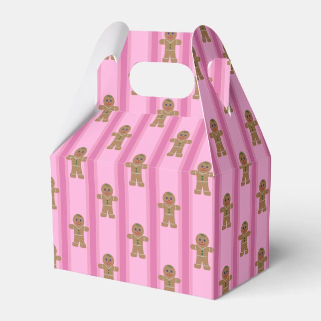 Fun and Fancy Pink Gingerbread Man Favor Box (Front Side)