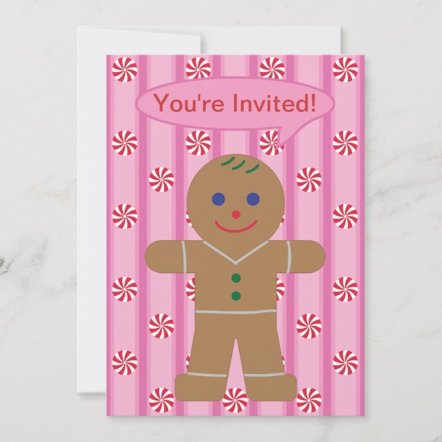 Fun and Fancy Pink Gingerbread Man Invitation (Front)