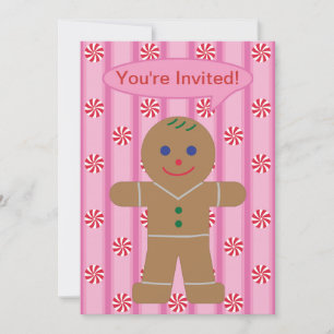 Fun and Fancy Pink Gingerbread Man Invitation