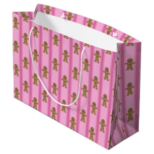 Fun and Fancy Pink Gingerbread Man Large Gift Bag