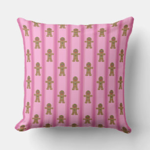 Fun and Fancy Pink Gingerbread Man Throw Pillow
