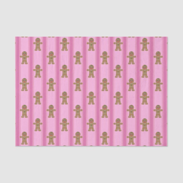 Fun and Fancy Pink Gingerbread Man Tissue Paper (Front)