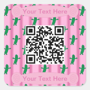 Fun and Fancy Pink Pickle QR Code Square Sticker