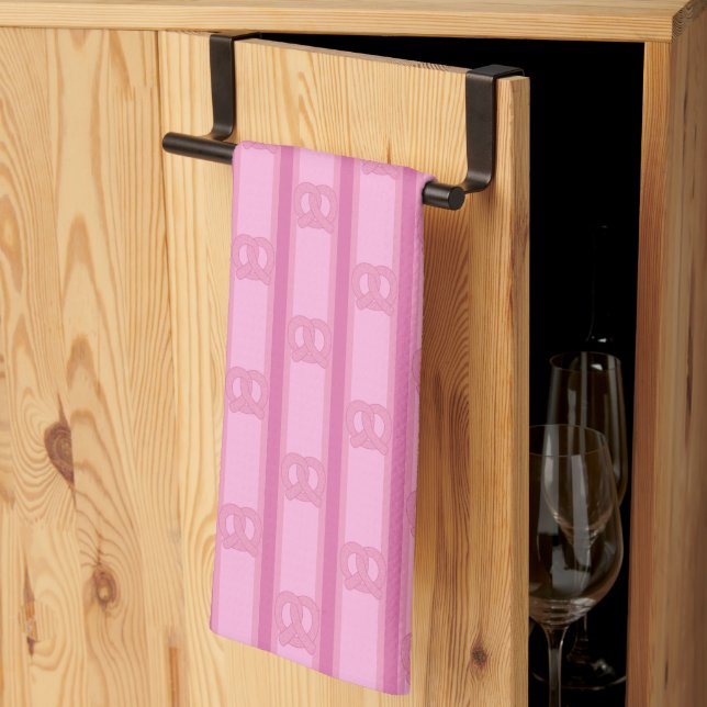 Fun and Fancy Pink Pretzel Kitchen Towel (Thirds Fold)