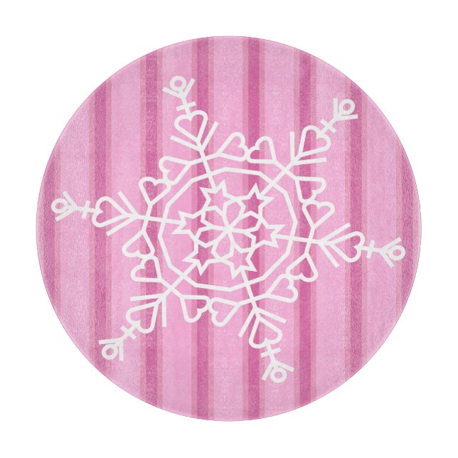 Fun and Fancy Pink Snowflake Cutting Board (Front)