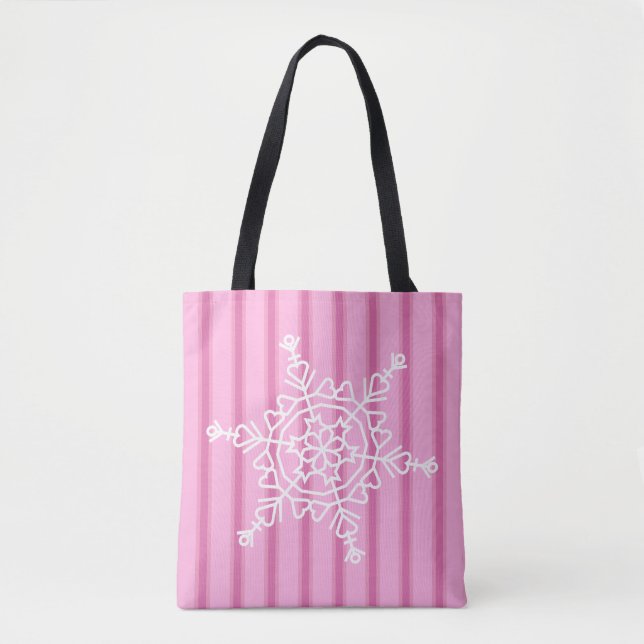 Fun and Fancy Pink Snowflake Tote Bag (Front)