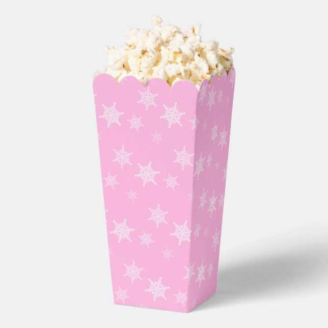 Fun and Fancy Pink Snowflakes Popcorn Favor Box (Popped)