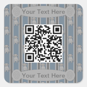 Fun and Fancy Puppy QR Code Square Sticker