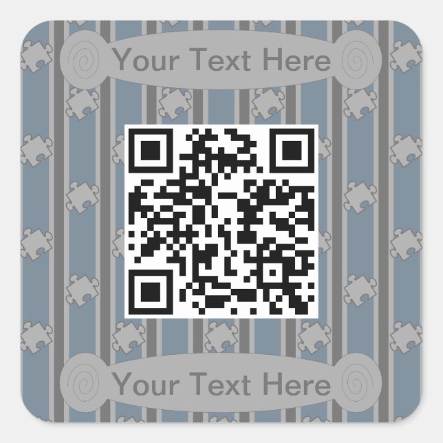 Fun and Fancy Puzzle QR Code Square Sticker (Front)