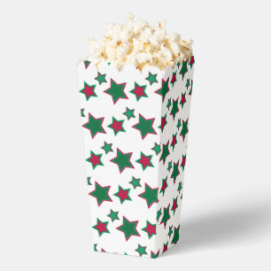 Fun and Fancy Red and Green Stars Popcorn Favor Box