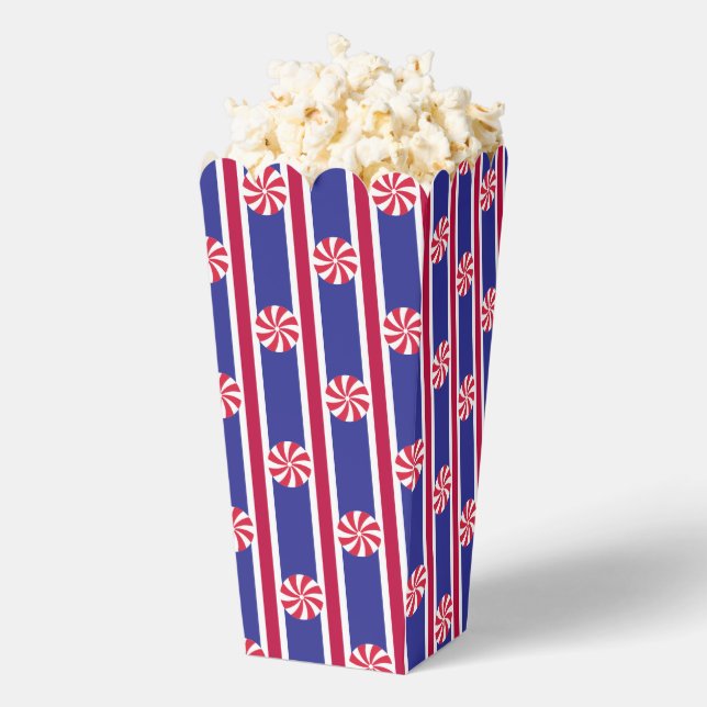 Fun and Fancy Red White & Blue Peppermint Popcorn Favor Box (Popped)