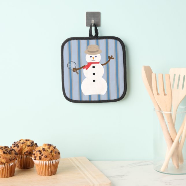 Fun and Fancy Snowman Detective Pot Holder (Insitu(Hanging))