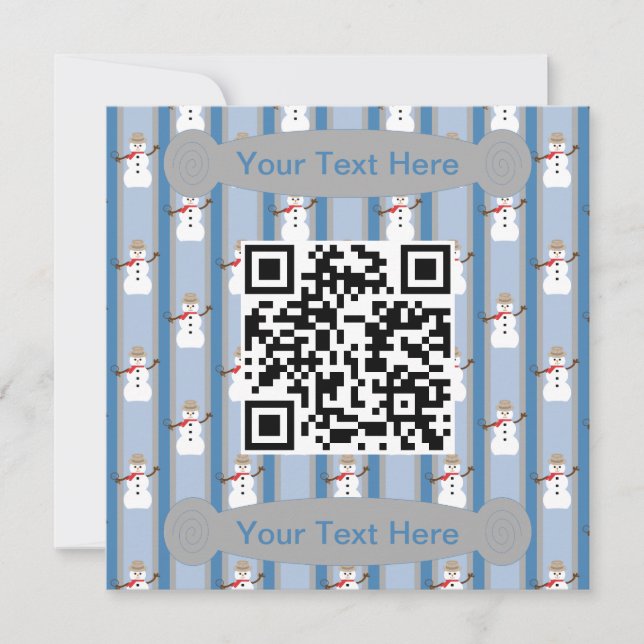 Fun and Fancy Snowman Detective QR Code Invitation (Front)