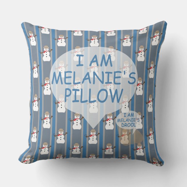 Fun and Fancy Snowman Detective Throw Pillow (Front)