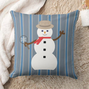 Fun and Fancy Snowman Detective Throw Pillow