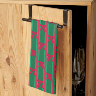 Fun and Fancy Striped Christmas Bow Kitchen Towel