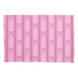 Fun and Fancy Striped Pink Bow Pillowcase