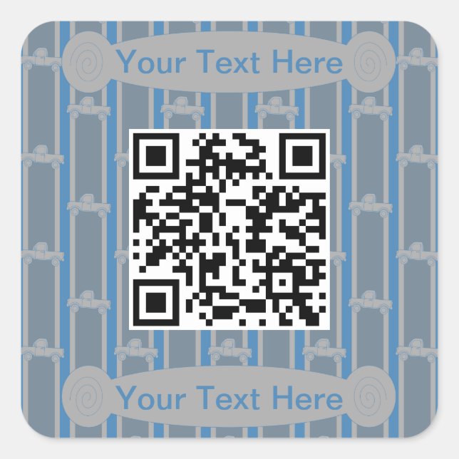 Fun and Fancy Truck QR Code Square Sticker (Front)