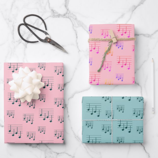 Fun and Fancy Ukulele Tuning Song Music Note Wrapping Paper Sheet (Front)
