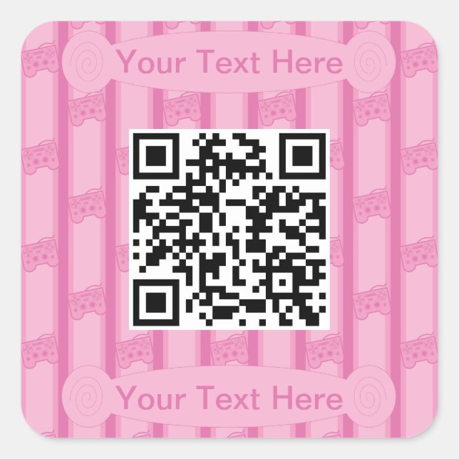 Fun and Fancy Video Game Controller QR Code Square Sticker (Front)