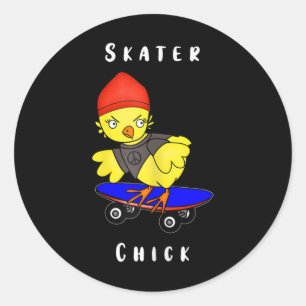 Fun And Feisty Skater Chick Skateboarding Gift Classic Round Sticker