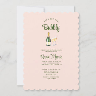Fun and Feminine Brunch + Bubbly Bridal Shower Invitation