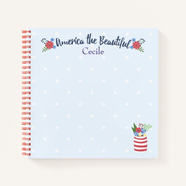 Fun and Festive America the Beautiful Notebook (Front)