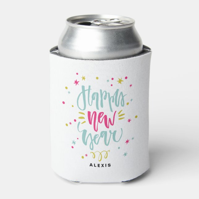 Fun and Festive Calligraphy New Year Personalized Can Cooler (Can Front)