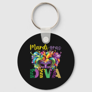Fun And Festive Mardi Gras Diva Eye-catching Desig Keychain