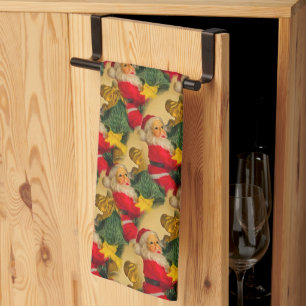 Fun and Festive Santa on Christmas Tree Pattern Kitchen Towel