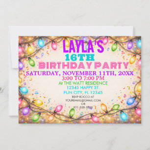 Fun and Festive String Lights Unisex Birthday  Invitation