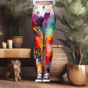 Fun and Fierce colorful Watercolor Print Leggings