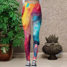Fun and Fierce colourful Watercolor Print Legging
