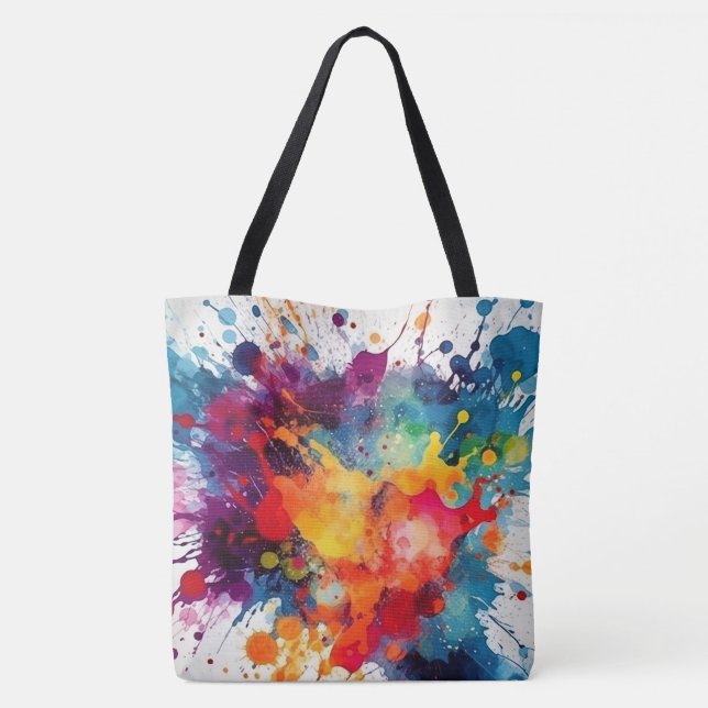 Fun and Fierce Watercolor splash design Tote Bag (Back)