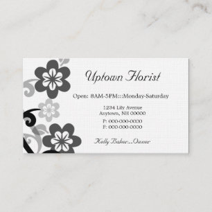 Fun and Flirty Floral Business Card, Grey Card