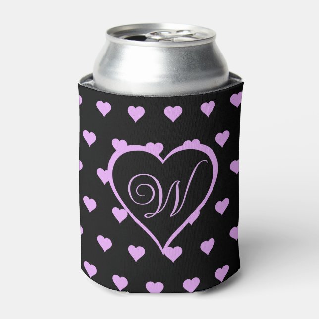 Fun and Flirty Pink Hearts Personalized  Can Cooler (Can Front)