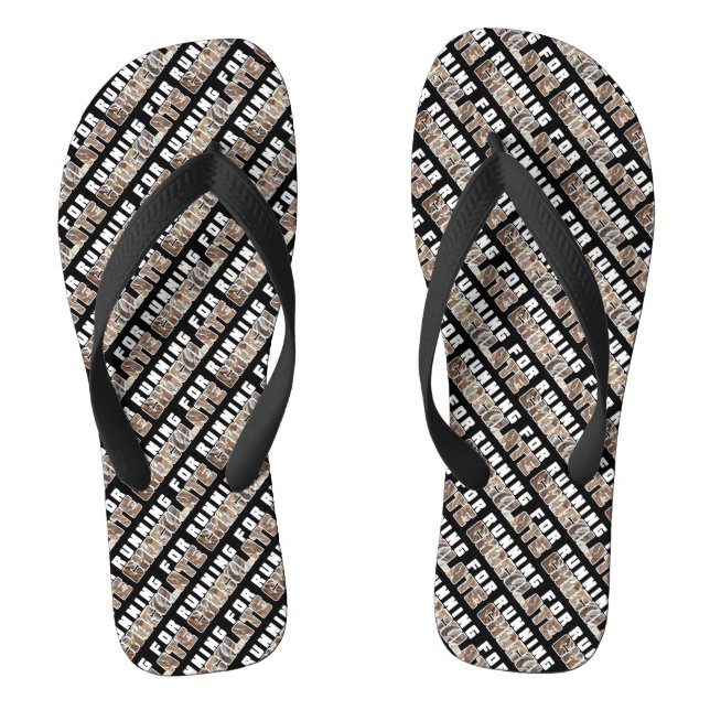 Fun And Funky Running For Chocolate Text Design  Flip Flops (Footbed)