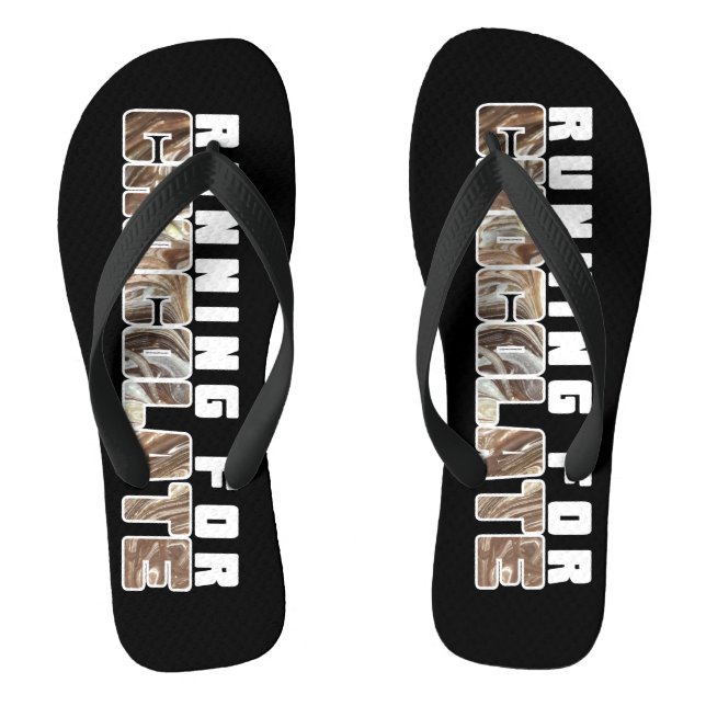 Fun And Funky Running For Chocolate Text Design  Flip Flops (Footbed)