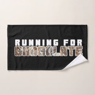 Fun And Funky Running For Chocolate Text Design  Hand Towel