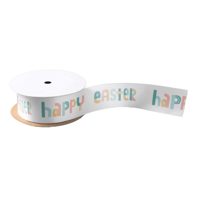Fun and Funky Typography Happy Easter design  Satin Ribbon (Spool)