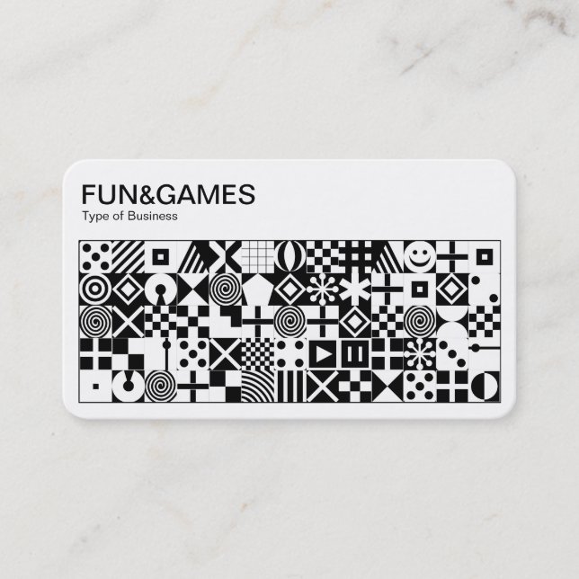 Fun and Games - White on Black Business Card (Front)